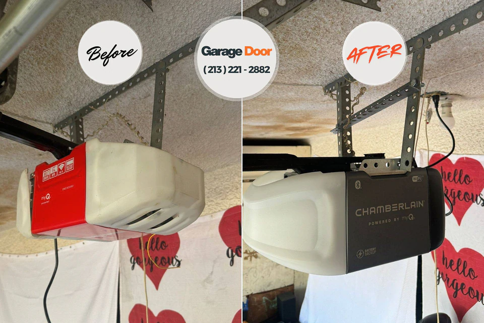 Before and after: garage door repair Powderly, TX